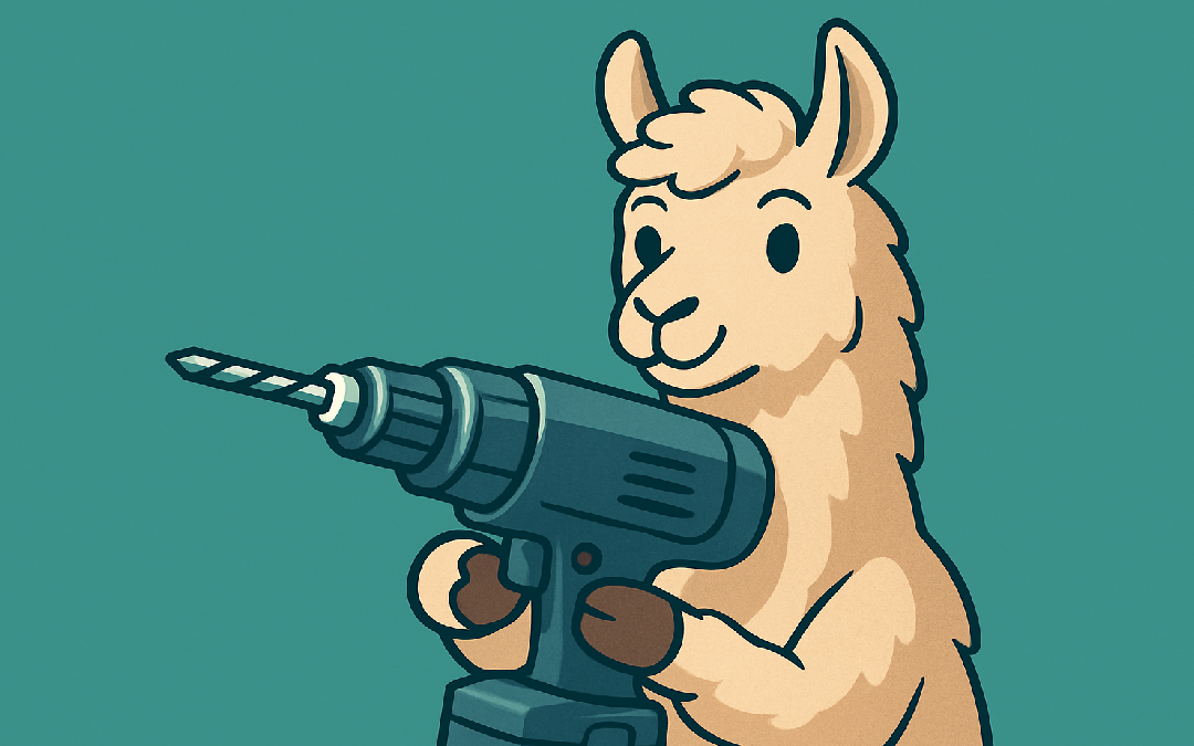 Ollama mascot holding a power drill, illustrating extending Ollama with custom tools
